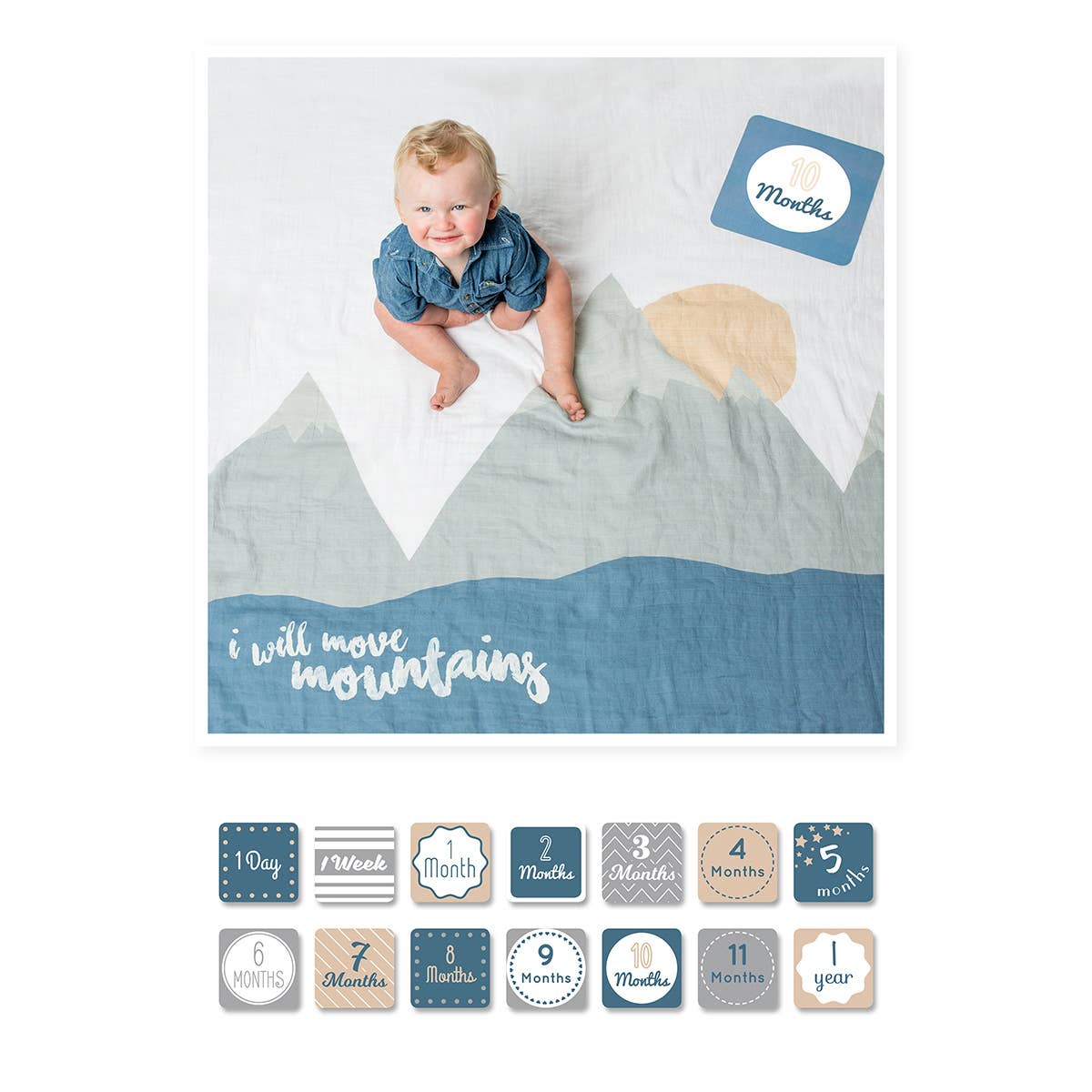 Lulujo Baby - Wholesale Swaddle - Baby - Baby’s 1st Year Swaddle & Milestone Card Gift Move Mountains1