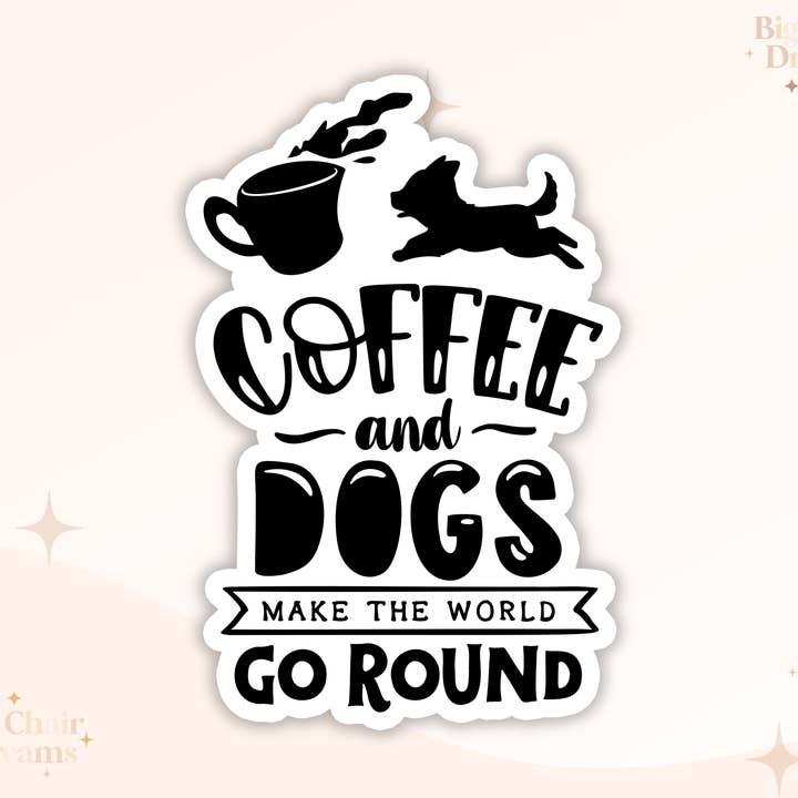 Autocolante Café e Cães - Coffee Lover - Dog Lover por atacado de Big Chair Dreams