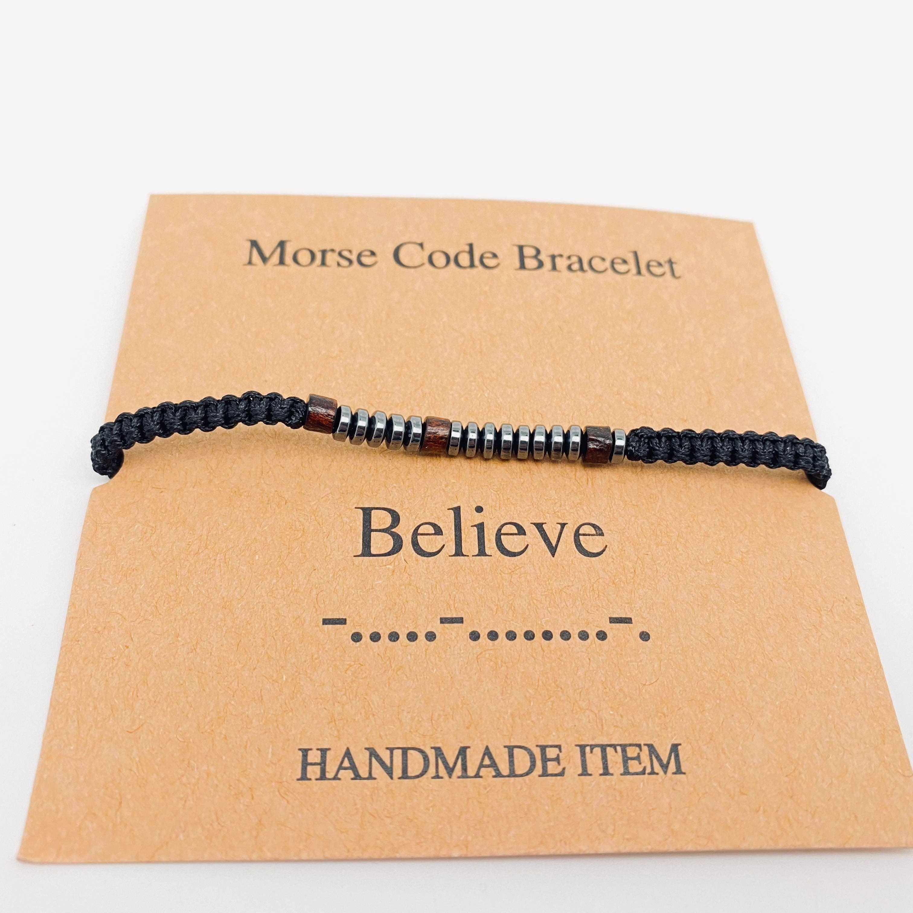 Mio Queena - Wholesale Woven/Braided Bracelet - Multi-style Hand-woven Wood Bead Morse Code Bracelet8