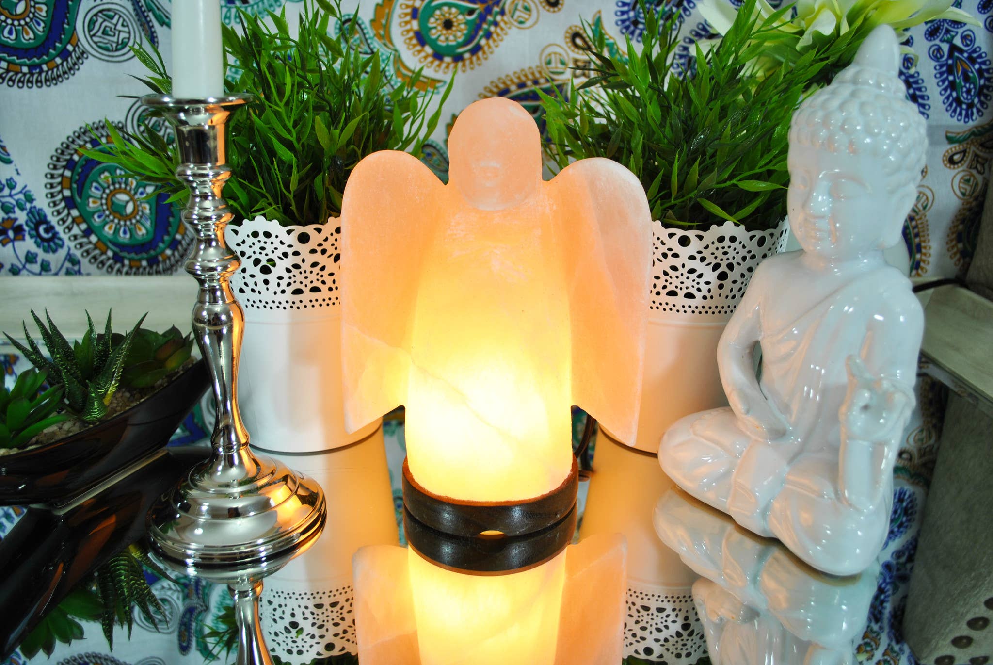 Himalayan Trading Co.® – wholesale Saltlampa – Ängel Himalayasaltlampa (2,7–4,1 kg) med glödlampa och dimmerkabel5