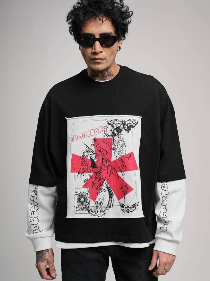 Premium Designer Mens Patched Sweatshirt for wholesale by PremiumDenim