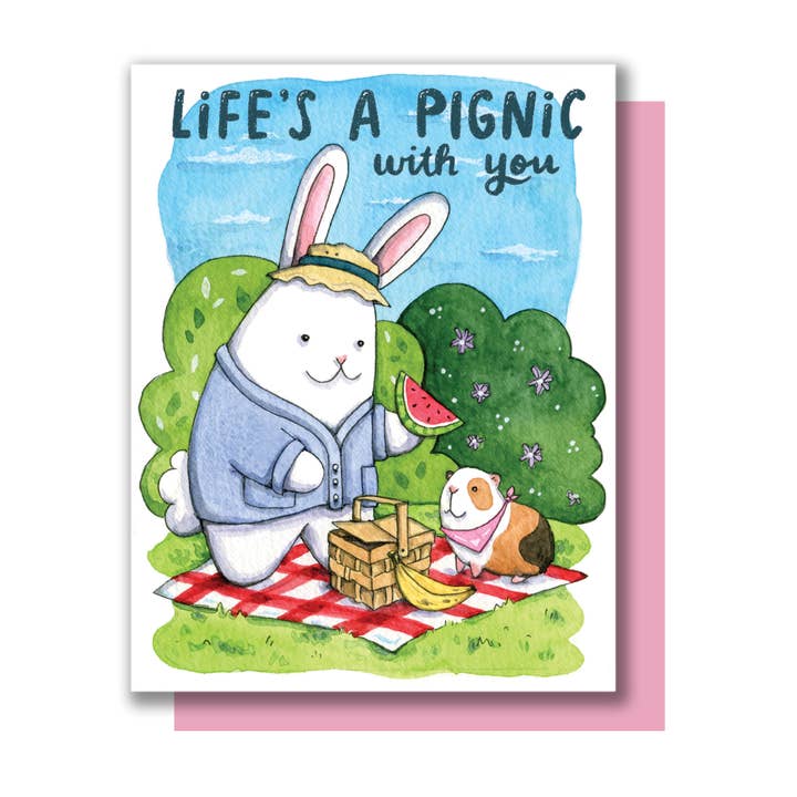 Carte d'amour Life's A Pignic With You Cute Picnic pour la vente par Paper Wilderness