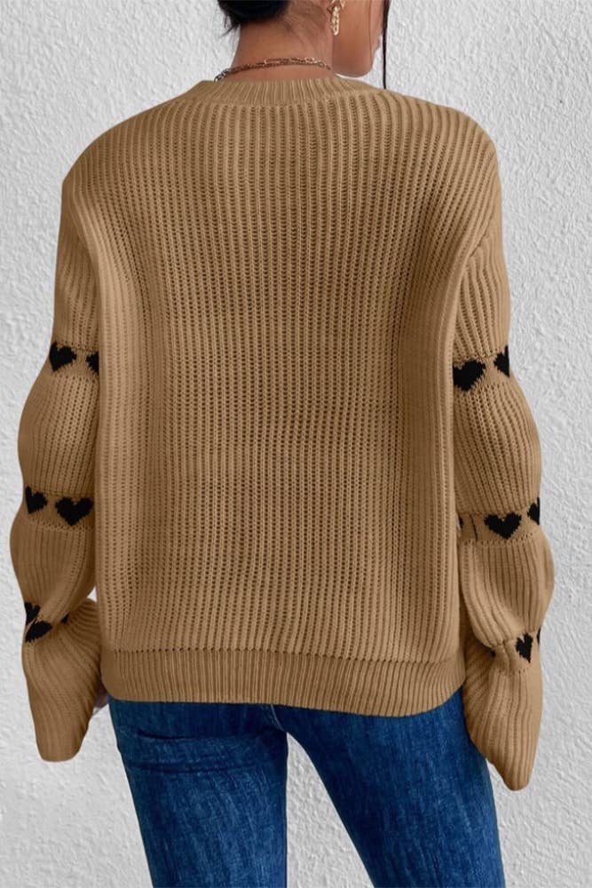 UNISHE - Wholesale Knit Sweater - Women's - Valentine's Day Heart Jacquard Sweater ZK10601