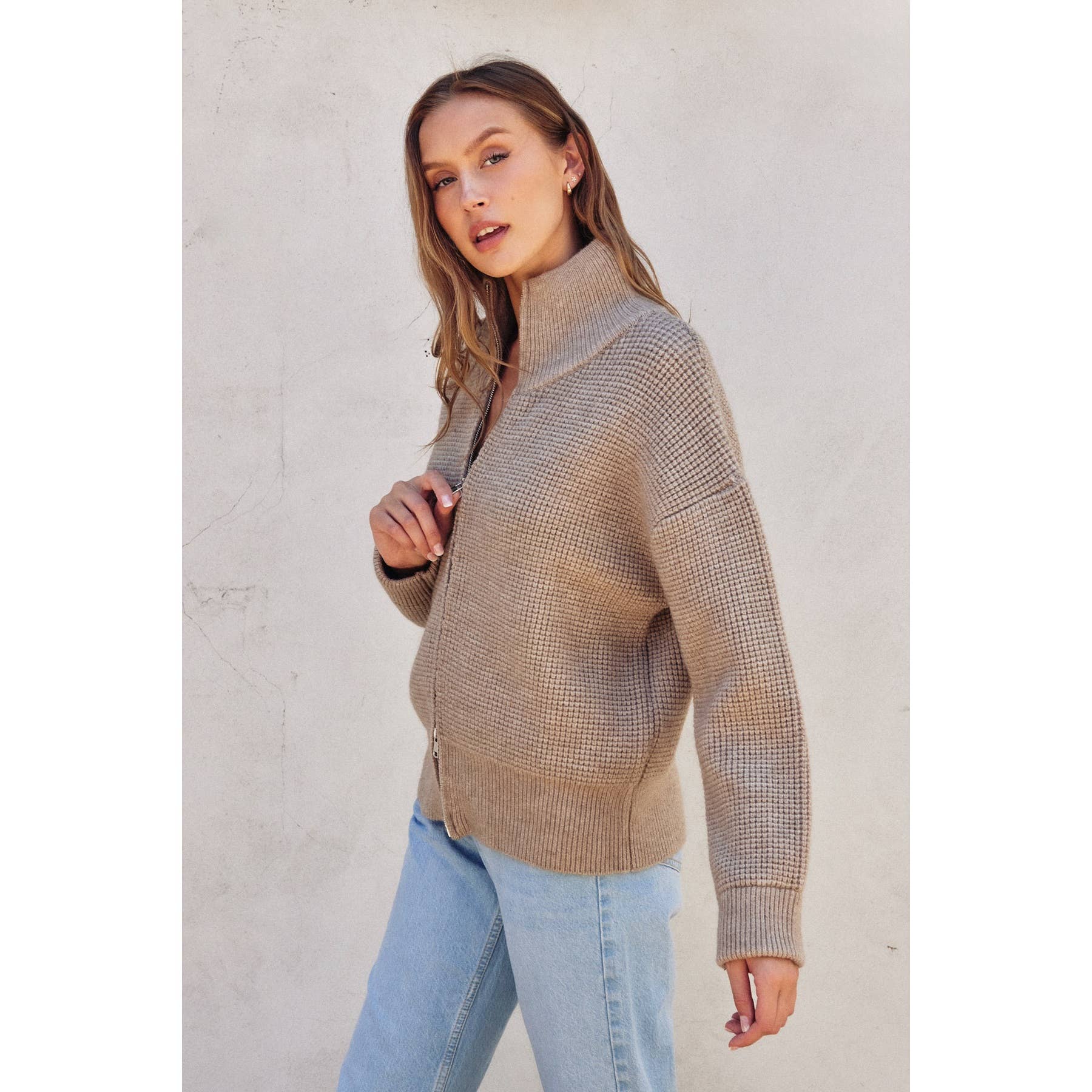 Dress Forum - Wholesale Jacket - Women's - Two Way Zip Waffle Knit Jacket7