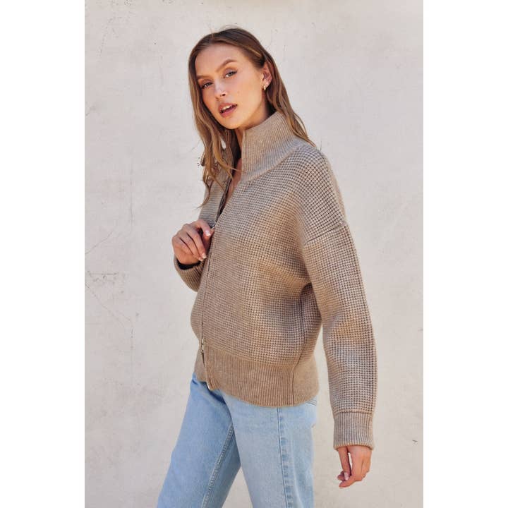 Dress Forum - Wholesale Jacket - Women's - Two Way Zip Waffle Knit Jacket7