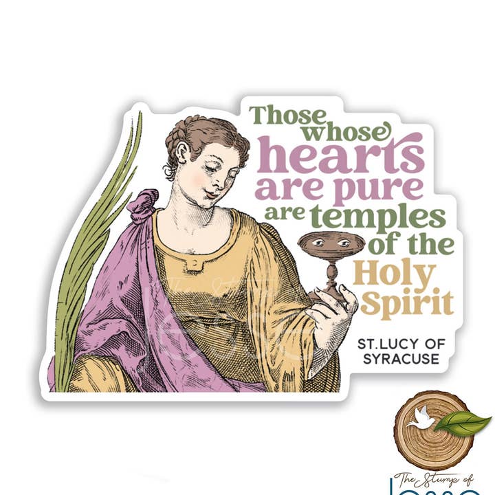 St. Lucy of Syracuse Waterproof Catholic Sticker for wholesale by The Stump of Jesse