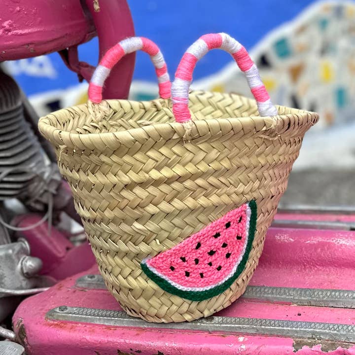craftberber - Wholesale Beach Bag - Handwoven Straw Mini Tote Bag, Crochet Fruit Design 0
