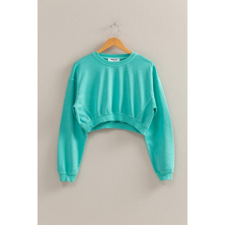 HYFVE - Wholesale Sweatshirt - Women's - DZ25A923-Crew Neck Long Sleeve Crop Sweatshirt