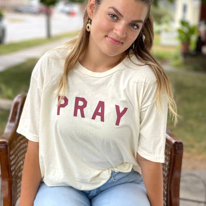 Pray Tee in Ivory for wholesale by Etch & Co