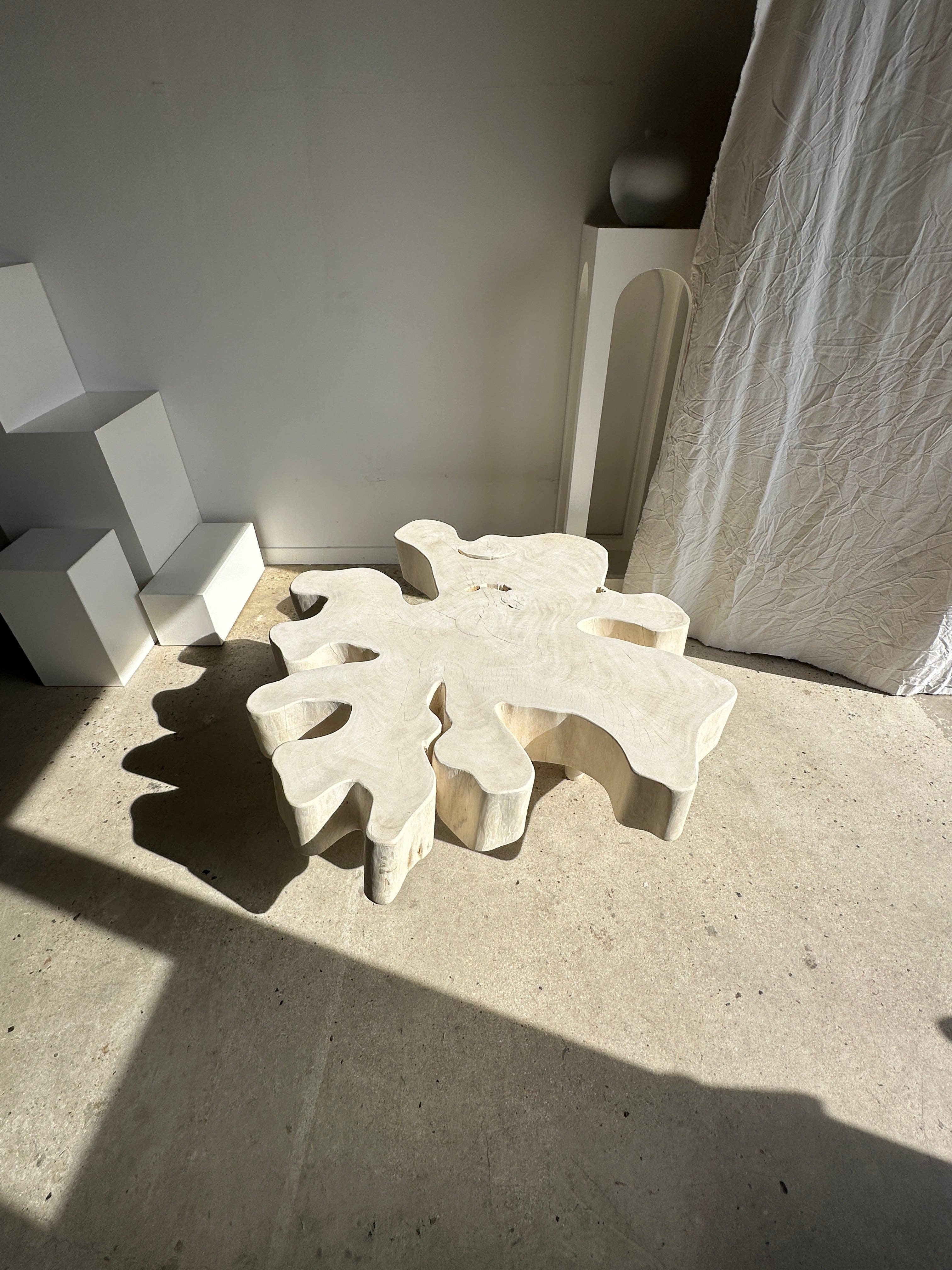 Office Objets - Wholesale Coffee Table - Very large coffee table in bleached mango wood with organic top D:140cm9