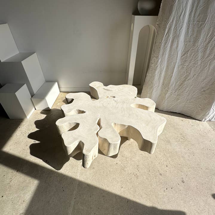 Office Objets - Wholesale Coffee Table - Very large coffee table in bleached mango wood with organic top D:140cm9