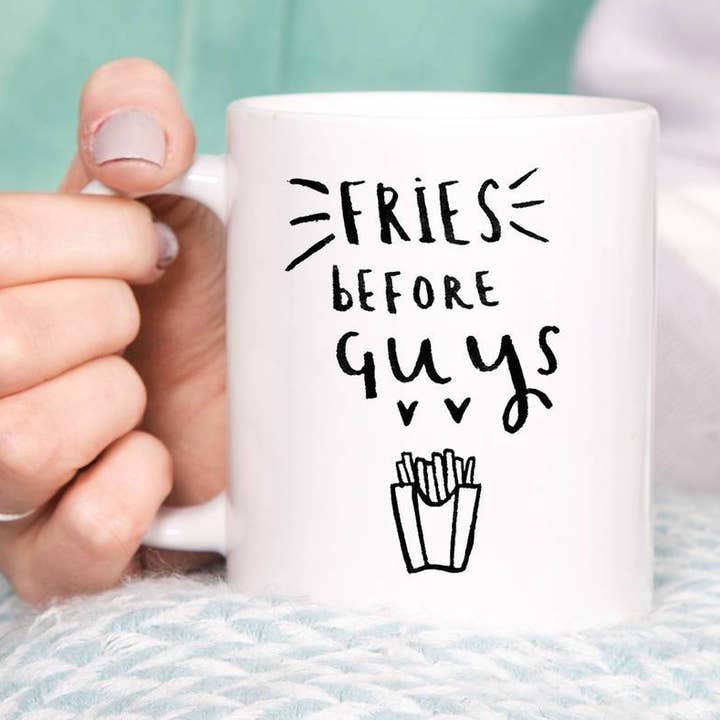 Fries Before Guys Illustration Friendship Mug for wholesale by Ellie Ellie LTD