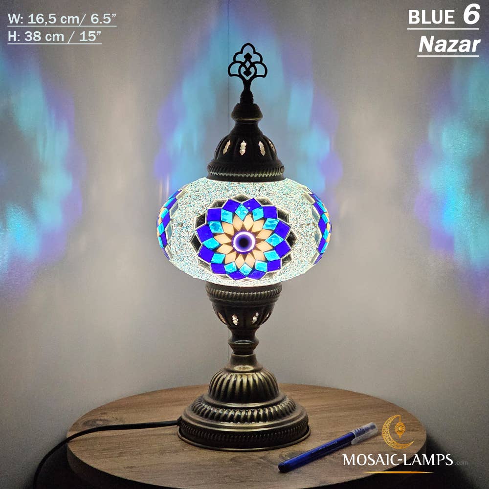 Mosaic Lamps - Vendita all'ingrosso Lampada da scrivania/d'accento - Lampada da tavolo grande a globo con mosaico turco, Marrakec, oltre 10 colori10