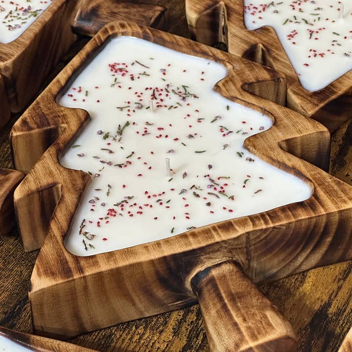 Tree Wood Bowl Candle - Various Scents for wholesale by Mud Lake Soap Shop