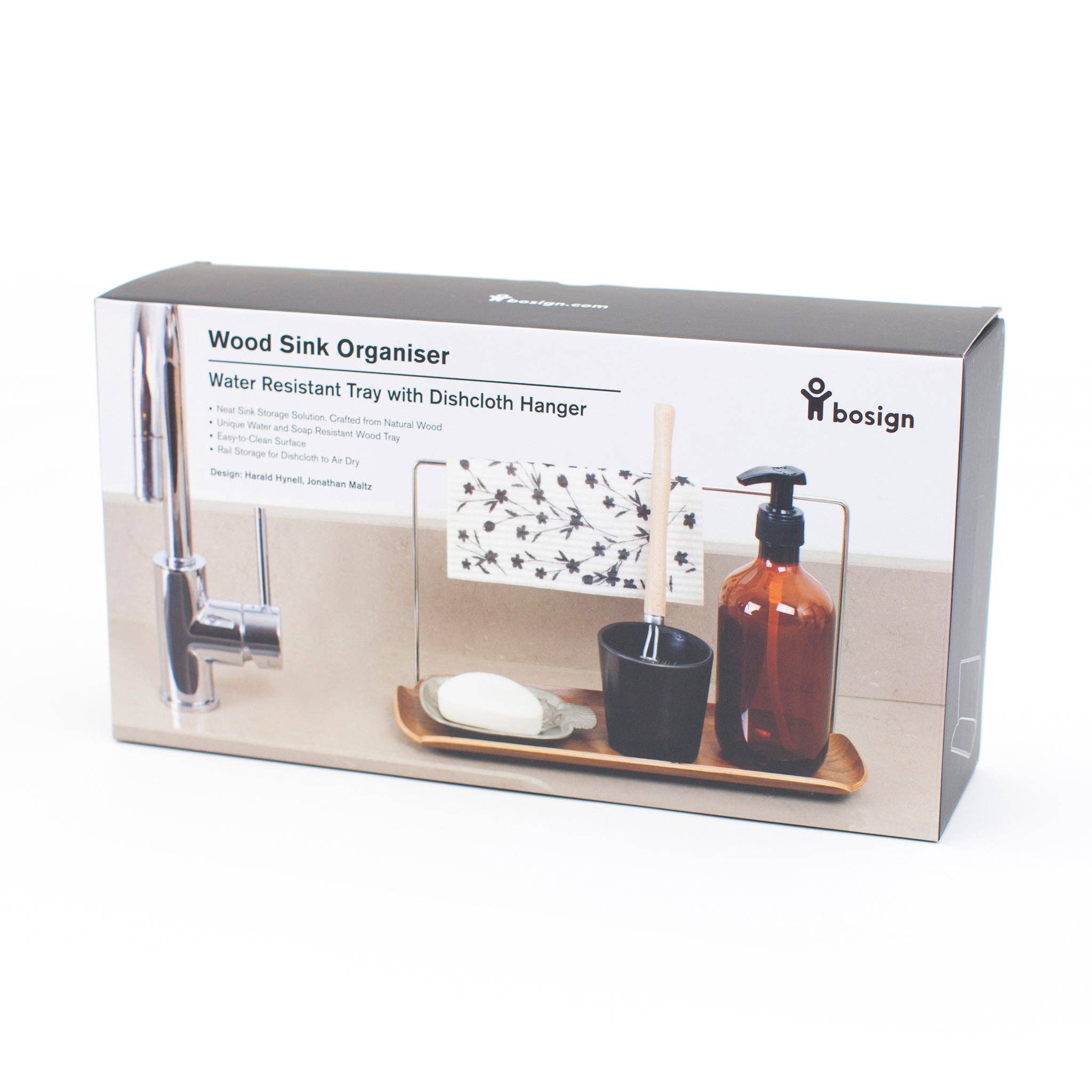 Bosign - Wholesale Kitchen Storage/Organizer - Leaf™ Sink Organiser With Dishcloth Hanger, Walnut. Water-Resistant8