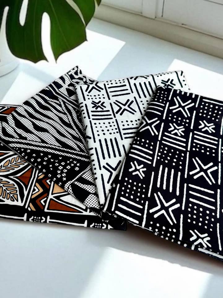 4 Fat quarters - Zwart-wit mix Quilting stoffen / Patchwork stoffen - Afrikaanse print stof voor wholesale door AfricanFabs