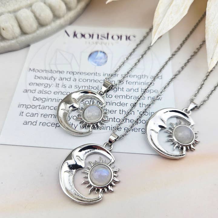 WonderLight Jewelry – wholesale Pendant/charm necklace – Sun and Moon Necklace - Moonstone / Femininity4