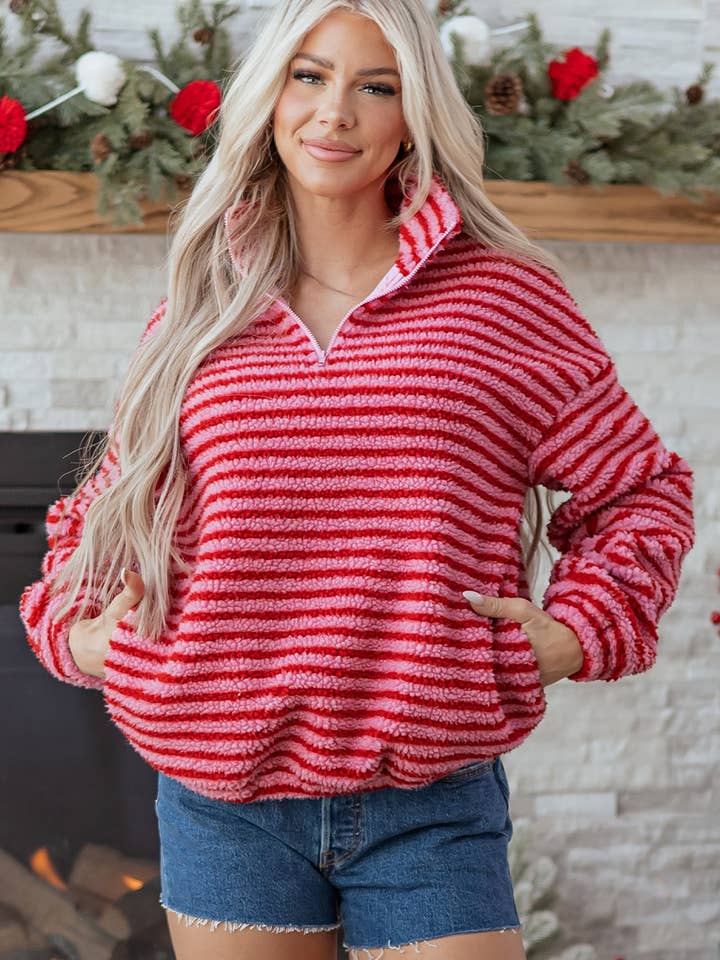 Camila Zip Fleece Oversize Sweatshirt for engroshandel hos Threaded Pear