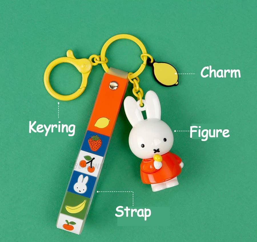 K-Wonderland – wholesale Keychain – Women's – Miffy Figure Keyring & Charm – Pastel & Fruits Random3