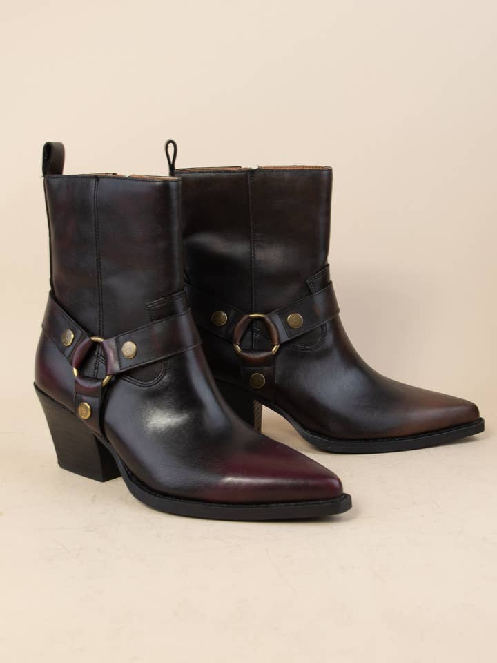 Bottes motardes pointues vintage avec texture pour la vente par CCOCCI