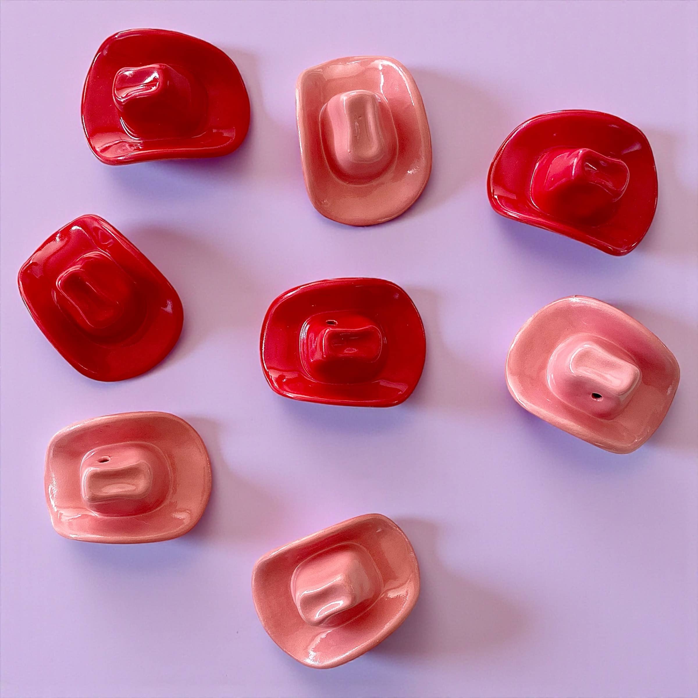 Mudpuppy Ceramic Studio - Wholesale Decorative Tabletop Object - Small Ceramic Cowboy Hat Home Decor Vase - Bright Red Glaze4