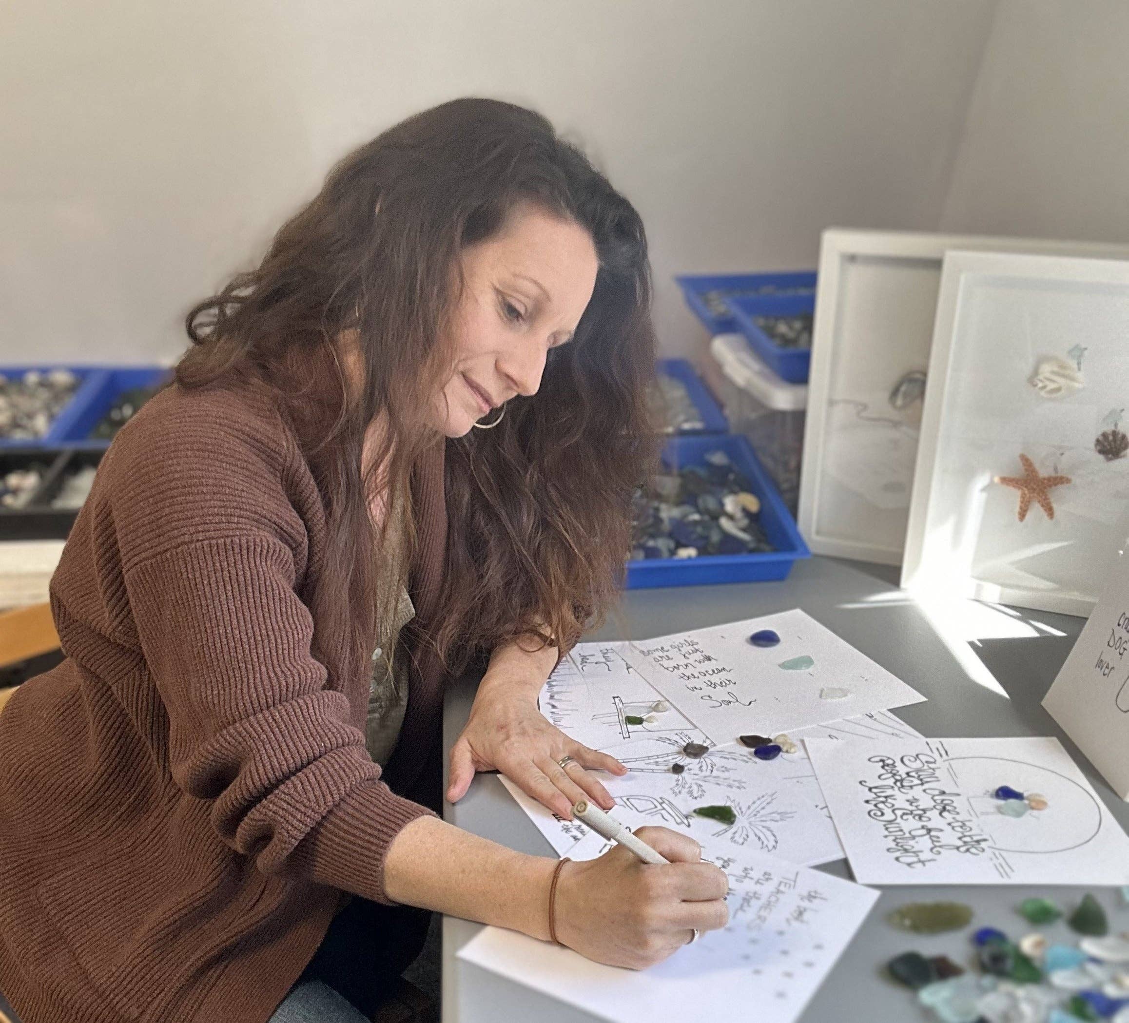 Back Bay Designs - Wholesale Art Print - Dockside MINI - Sea Glass Art - 6x6 Framed7