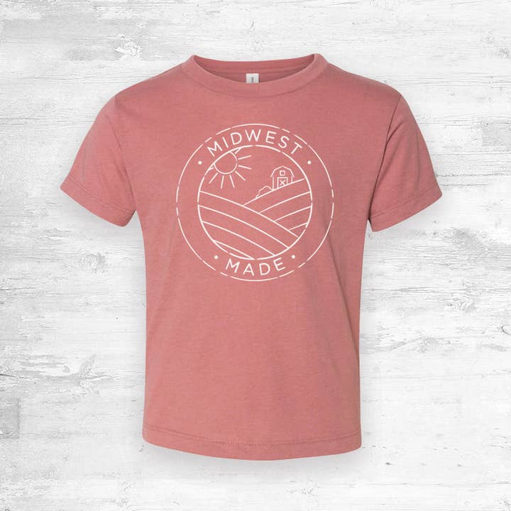 Midwest Made Toddler Tee. Mauve. for wholesale by Up North Boutique