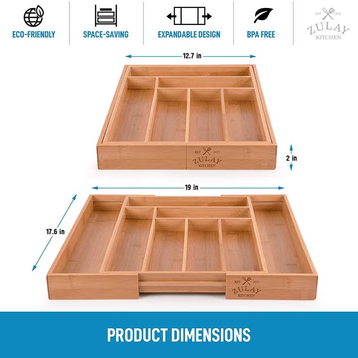 Zulay Kitchen - Wholesale Drawer Organizer - Expandable Bamboo Kitchen Drawer Organizer6