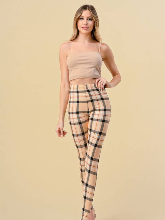 F758 Plaid Print Leggings for wholesale by MIO WHOLESALE