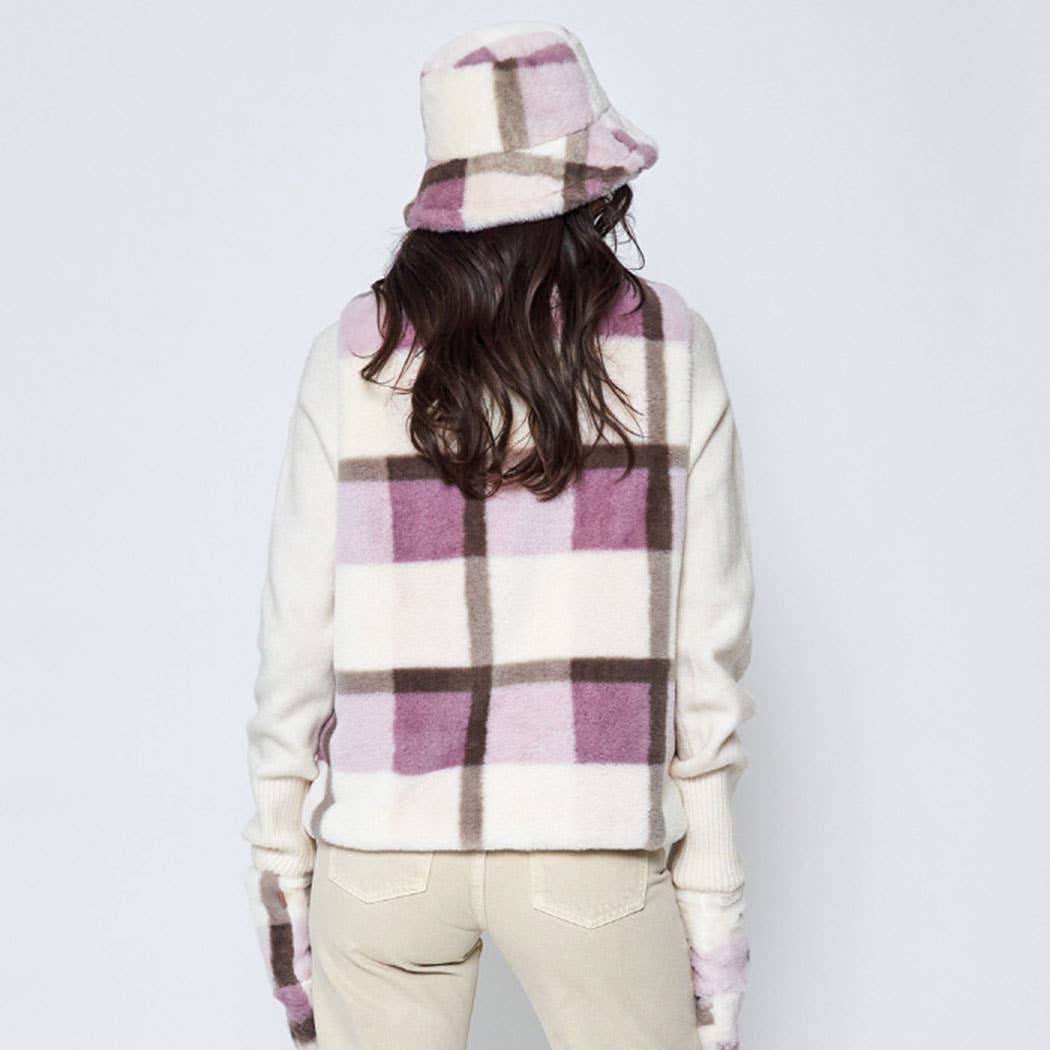 Fashion City - Wholesale Vest - Dames - Plaid vest van imitatiebont7