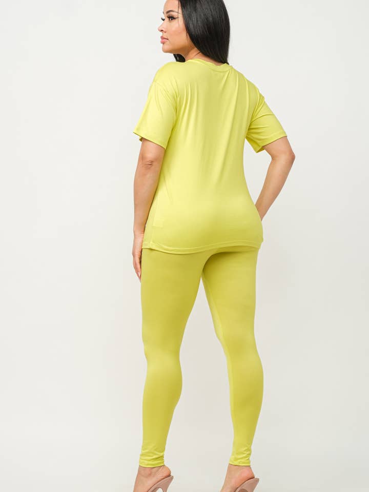 Julia by LoveJ - Wholesale Top & Pant Set (NOT Loungewear) - Women's - Plus Size Brushed Dty Round Neck Top Leggings Set8