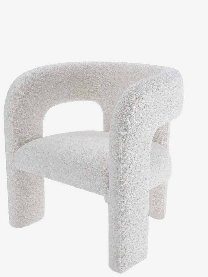 Eetkamerstoel in witte bouclé Alfred voor wholesale door Potiron