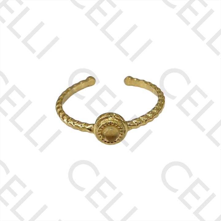 Celli Biju - Wholesale Band/Stacked Ring - Steel Ring - with natural stone4