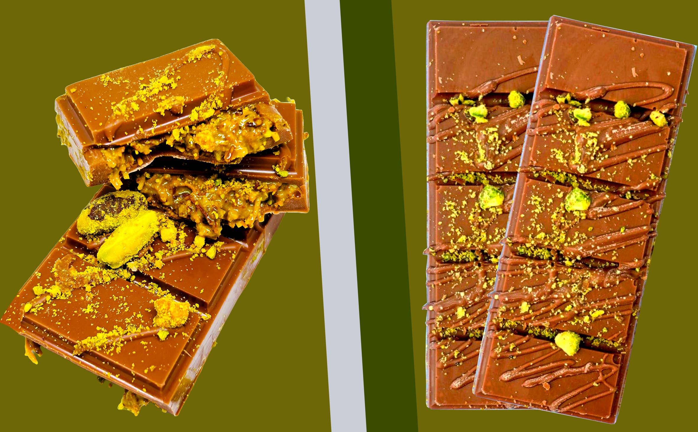 Swisense - Wholesale Chocolate Bar - Premium Dubai Kunafa Pistachio Chocolate Bar -2oz- Fresh8