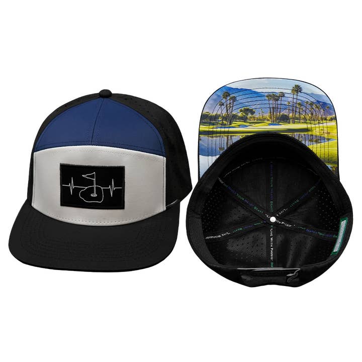 Golf Hat | Flat Bill | Black - White - Navy for wholesale by The Heartbeat Brand
