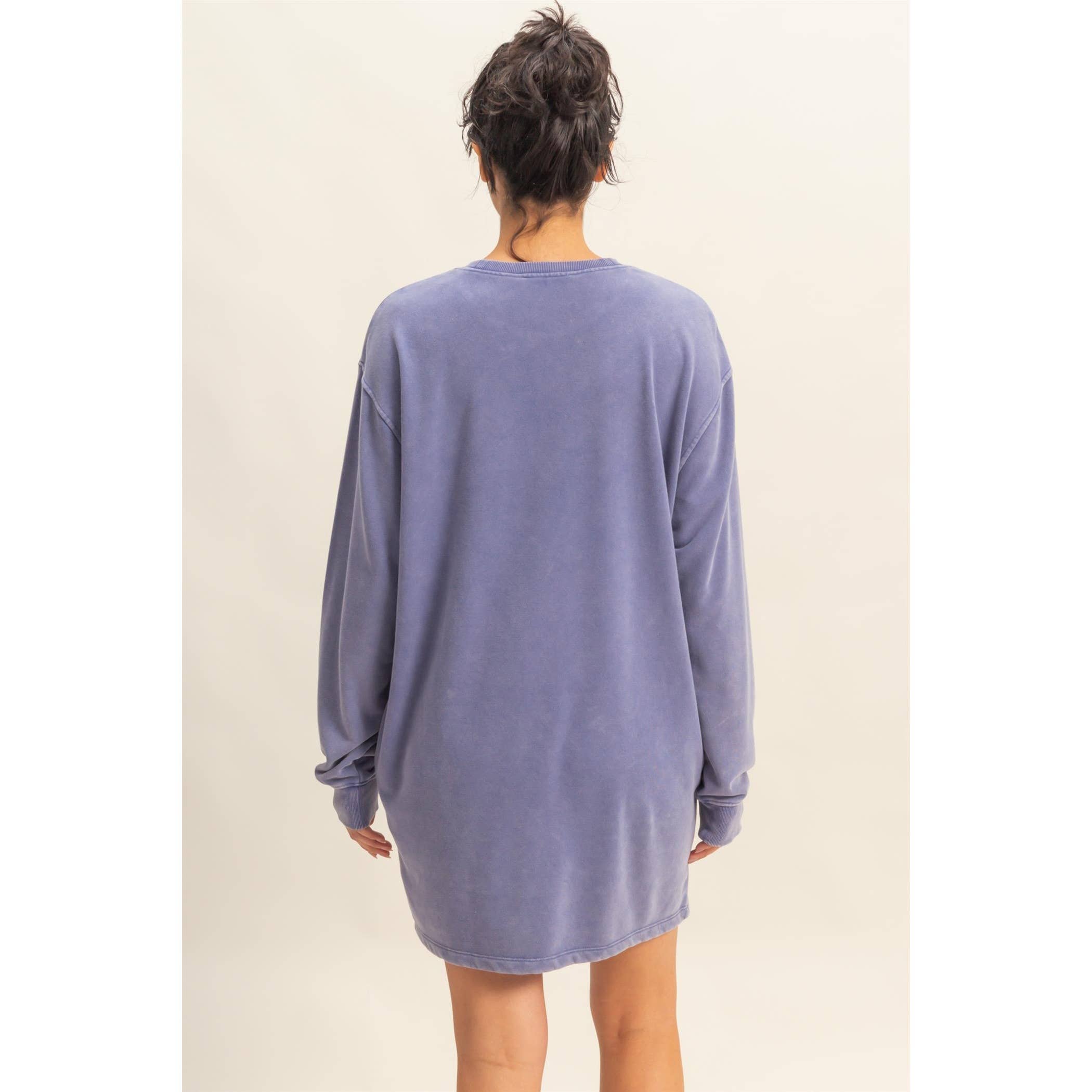 Double Zero - Wholesale Dress - Women's - Long Sleeve Oversized Mini Dress25