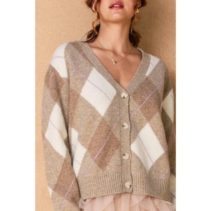 Dress Forum - Wholesale Knit Sweater - Women's - As If Argyle V Neck Cardigan (1)9