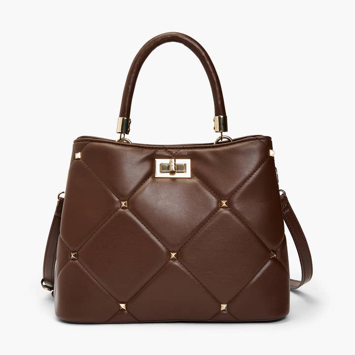 Studded Hobo Satchel Purse Trendy Trapped Design Handbag for wholesale by Like Dreams