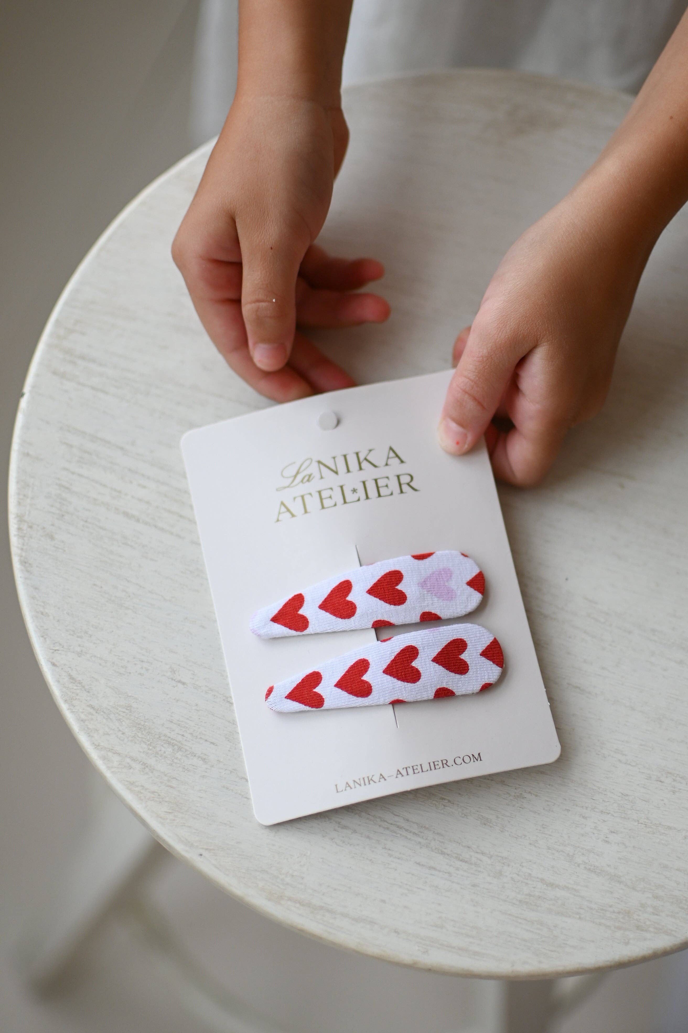 Lanika Atelier, Nika Korošec s.p. - Wholesale Hair Clip - Kids - Hair clips: Red and Pink hearts, Valentines day snap clips1