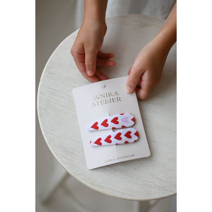 Lanika Atelier, Nika Korošec s.p. - Wholesale Hair Clip - Kids - Hair clips: Red and Pink hearts, Valentines day snap clips1