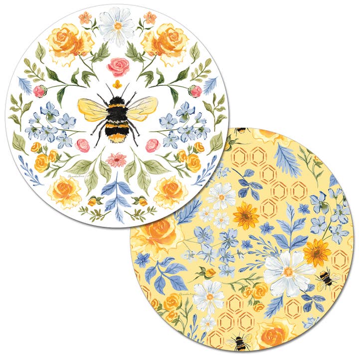 Omkeerbare flexibele placemat „Floral Bee” voor wholesale door CounterArt/Highland Home/Thirstystone
