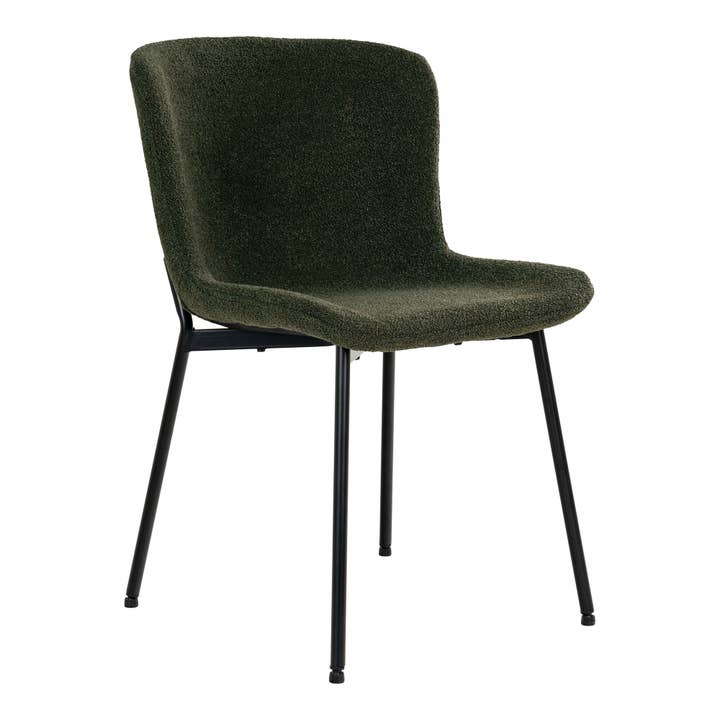Chaise de salle à manger Maceda vert foncé avec pieds noirs pour la vente par House Nordic