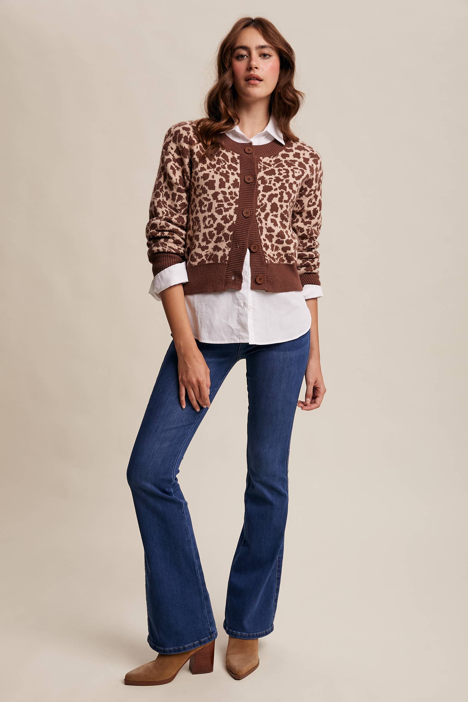 Listicle - Wholesale Cardigan - Women's - Leopard Knit Button-Up Cardigan LSW100115
