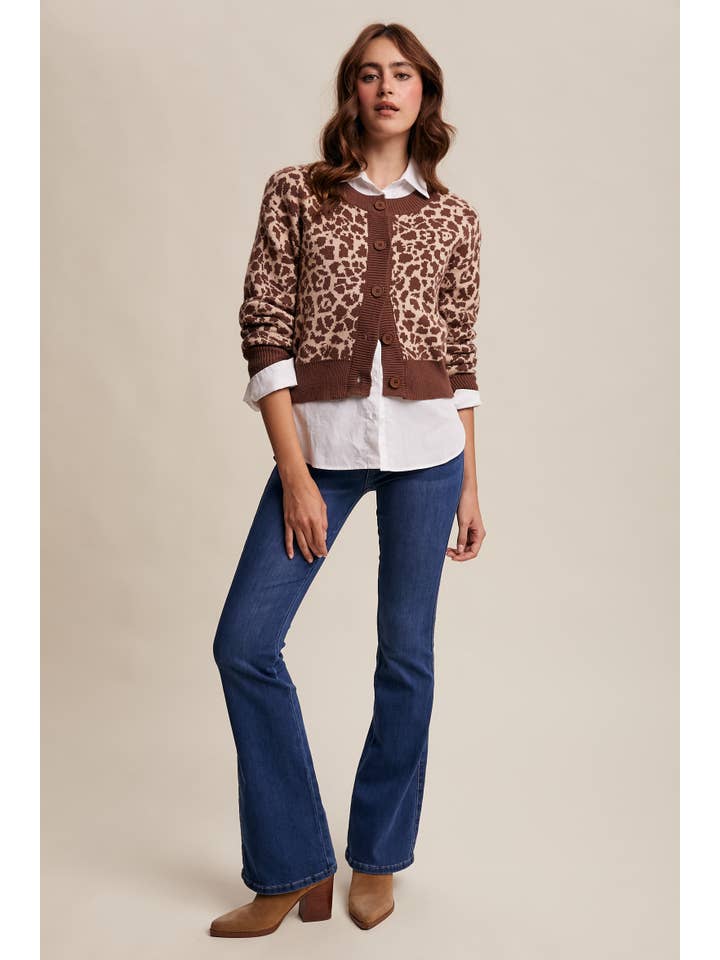 Listicle - Wholesale Cardigan - Women's - Leopard Knit Button-Up Cardigan LSW100115