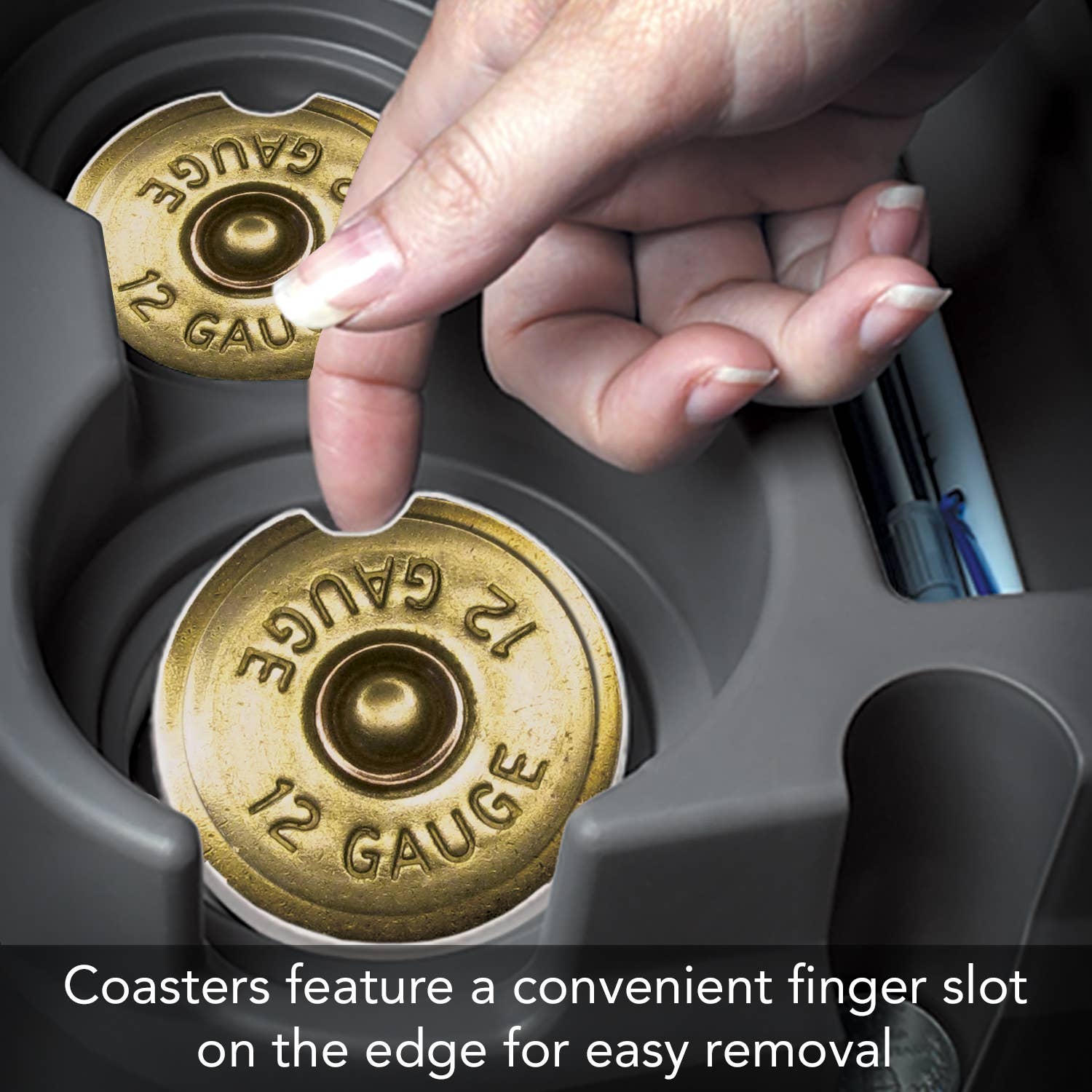 CounterArt/Highland Home/Thirstystone - Wholesale Car Coaster - Unisex - Shotgun Shell Absorbent Stone Car Coaster 1 Pk3