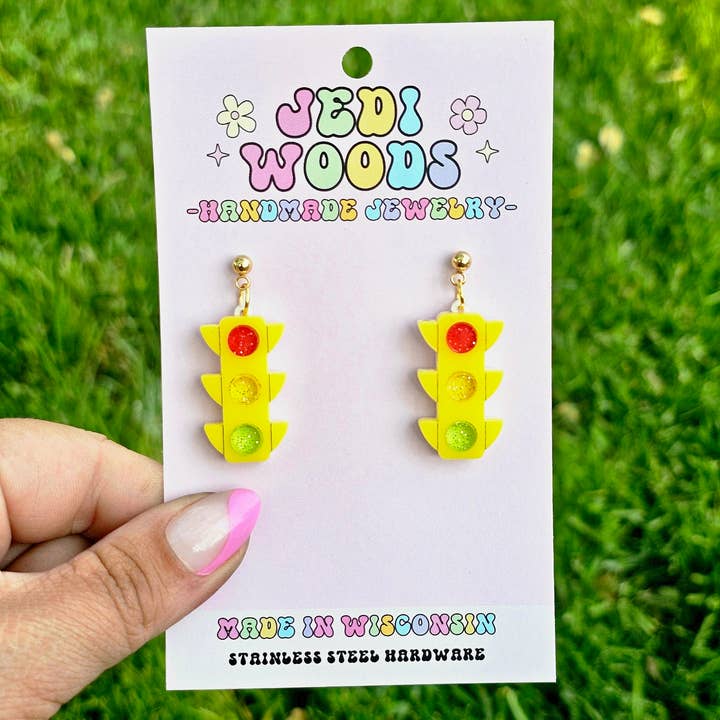 Orecchini pendenti Traffic Light per la vendita all'ingrosso da parte di Jedi Woods LLC