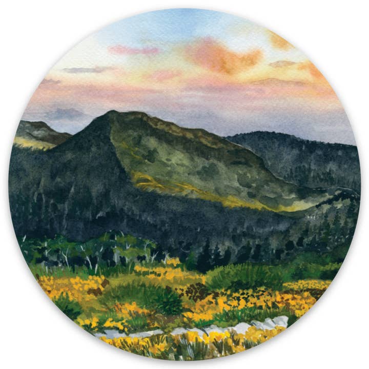 Vandring ved solnedgang klistermærke for engroshandel hos Broken Paddle Studio