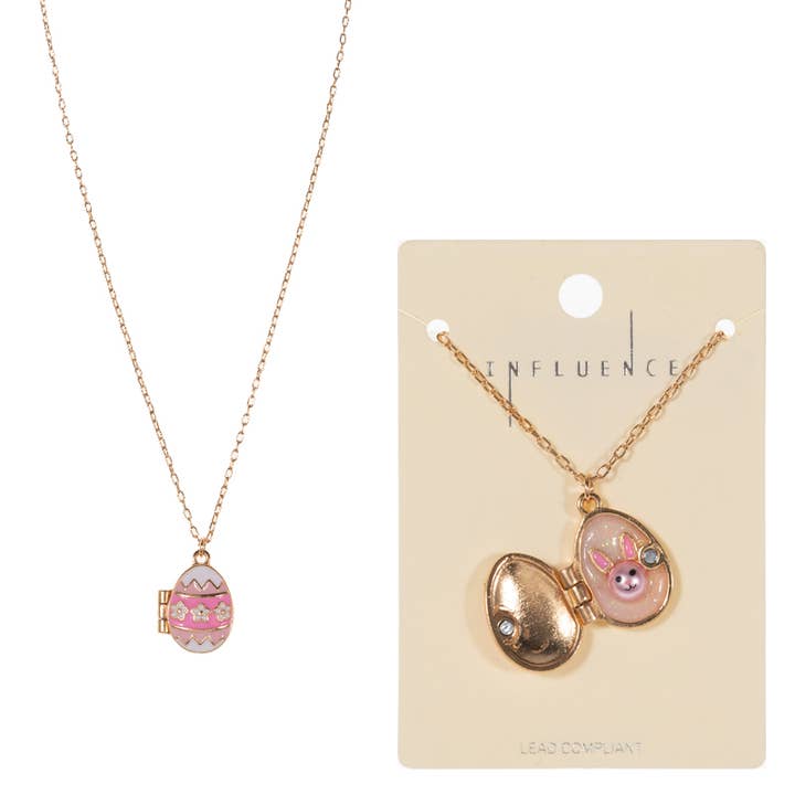 Designature New York - Wholesale Pendant/charm necklace - Easter Egg W Bunny Enamel Locket Short Necklace1
