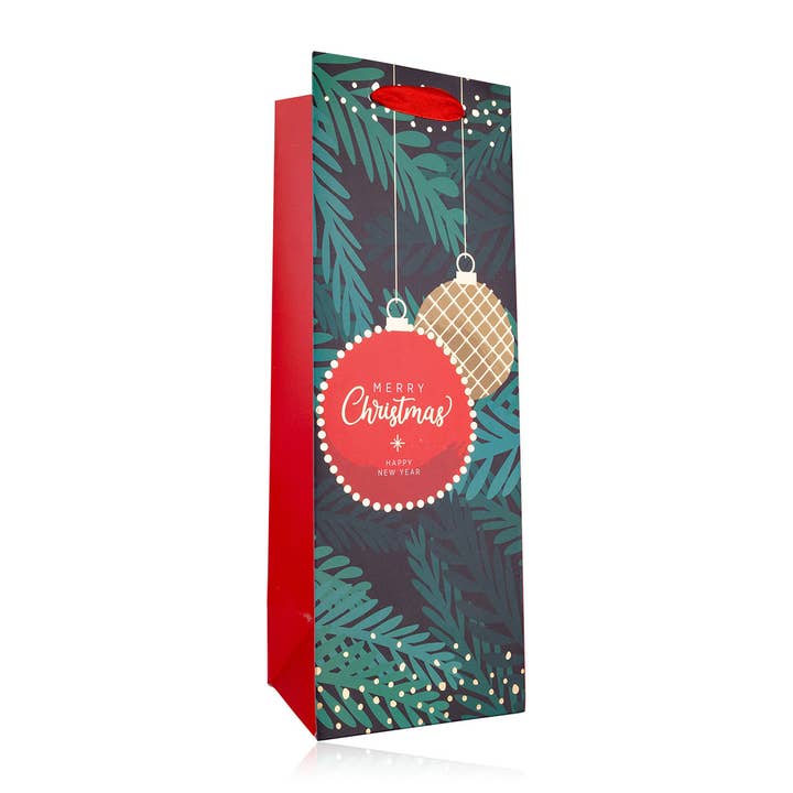 Accentra - Wholesale Gift Bag - Gift Bag MERRY CHRISTMAS for Bottles Green / White / Red2