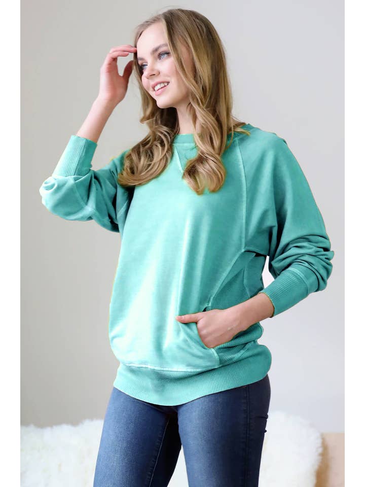 42POPS - Wholesale Sweatshirt - Women's - `.Washed French Terry Pullover With Side Pockets8